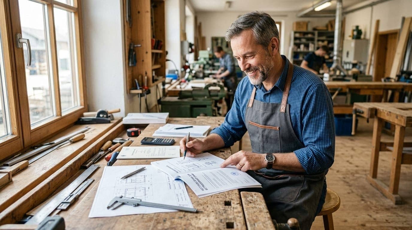 Handwerksmeisterin mit Zertifikat und Förderantrag — Aufstiegs-BAföG beantragen