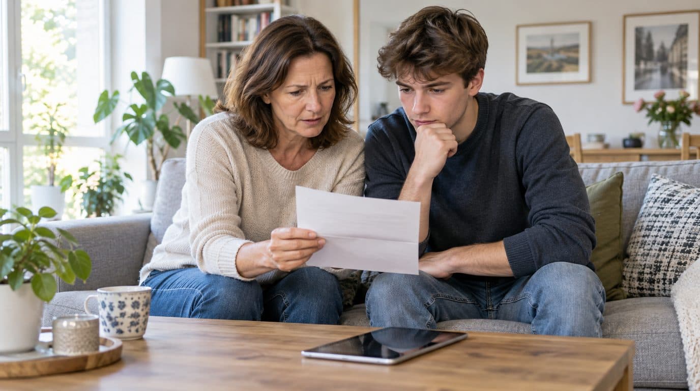 Familie bespricht Unterlagen für den BAföG-Aktualisierungsantrag