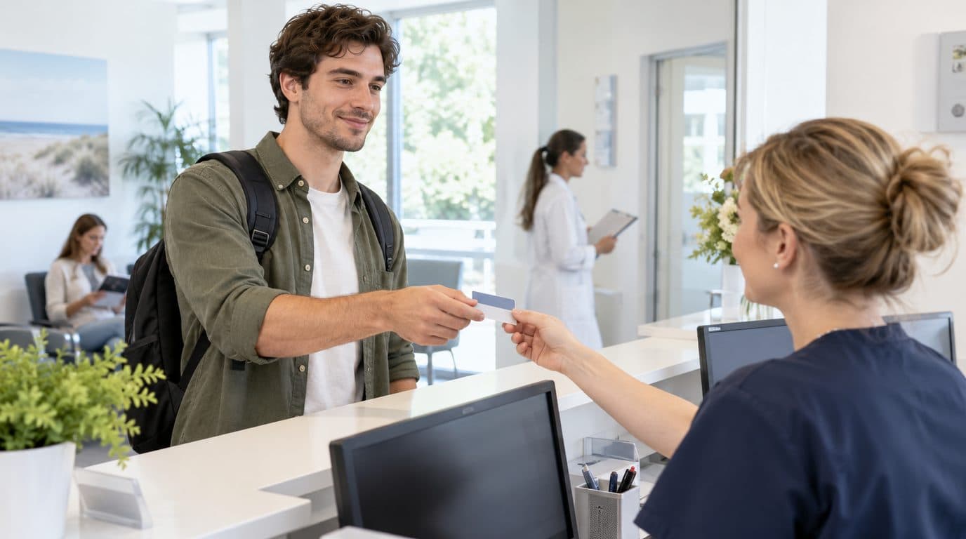 Student prüft den Nachweis seiner Krankenversicherung für den BAföG-Antrag