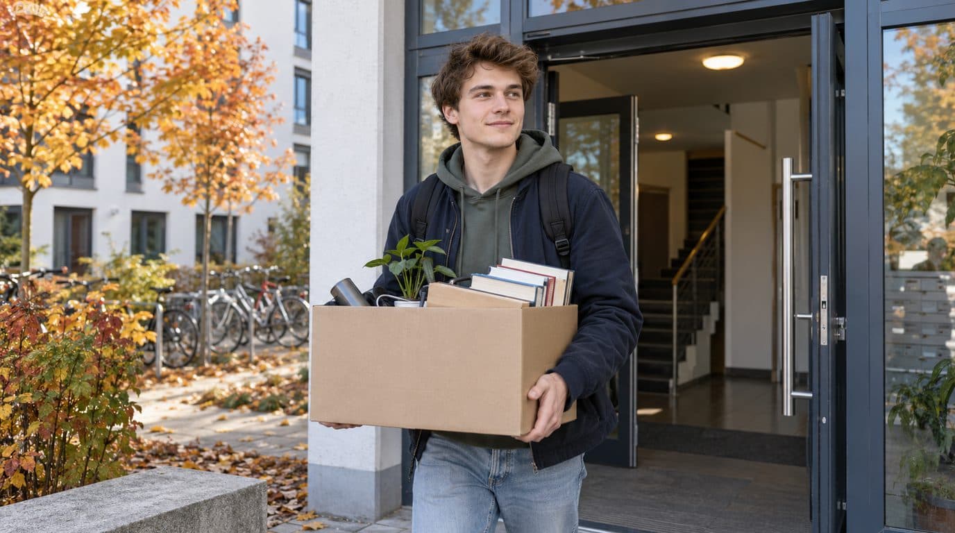 Student legt nach einem Studienabbruch seine BAföG-Unterlagen für das Amt bereit